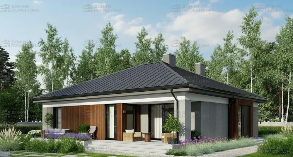 Проект Одноэтажный дом 14 на 15, 128 м2